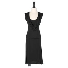 Black rayon top and skirt ensemble Yves Saint Laurent Rive Gauche