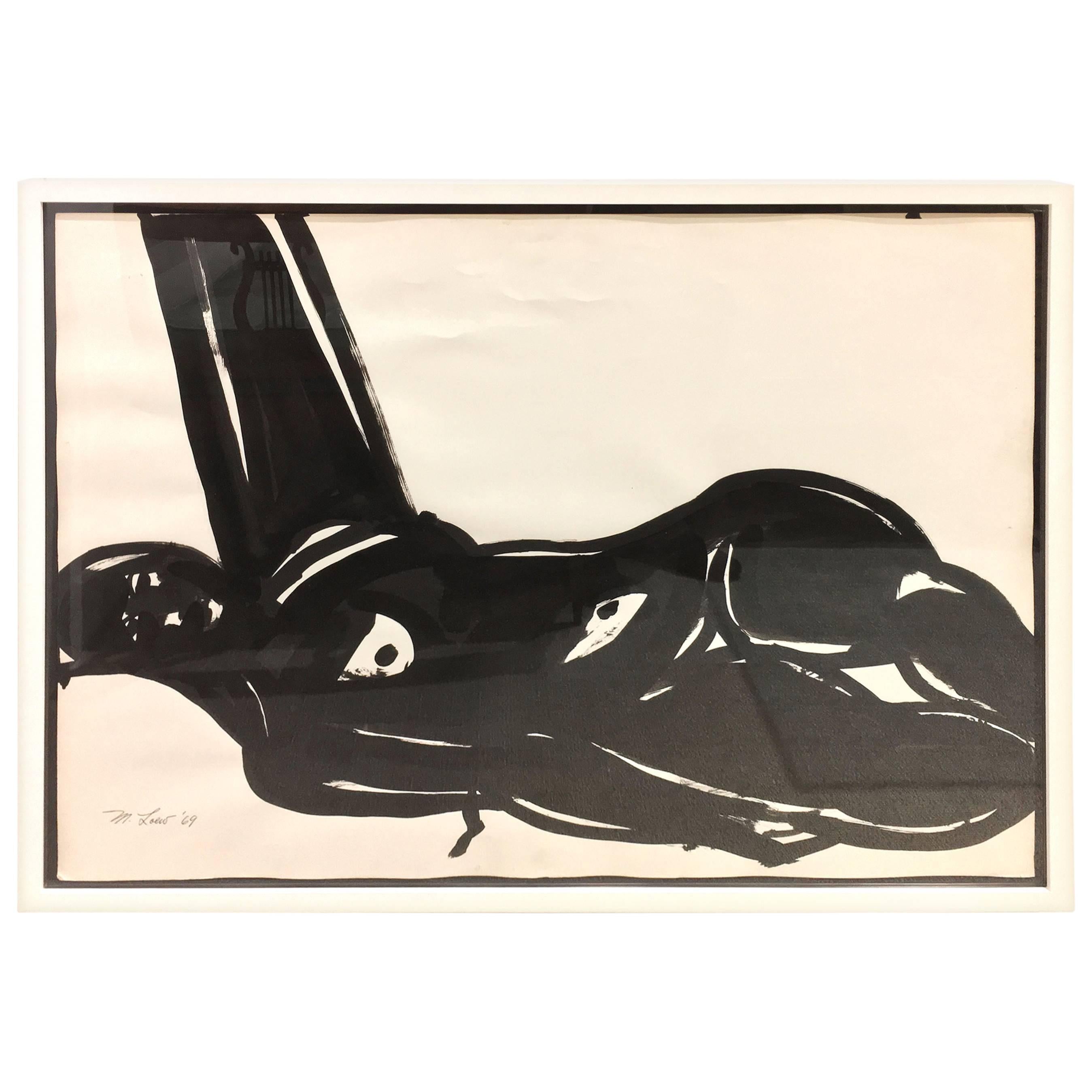 "Black Reclining Nude", Michael Loew, American For Sale