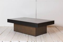 Black Rectangular Blocked Coffee Table with Copper Inlay