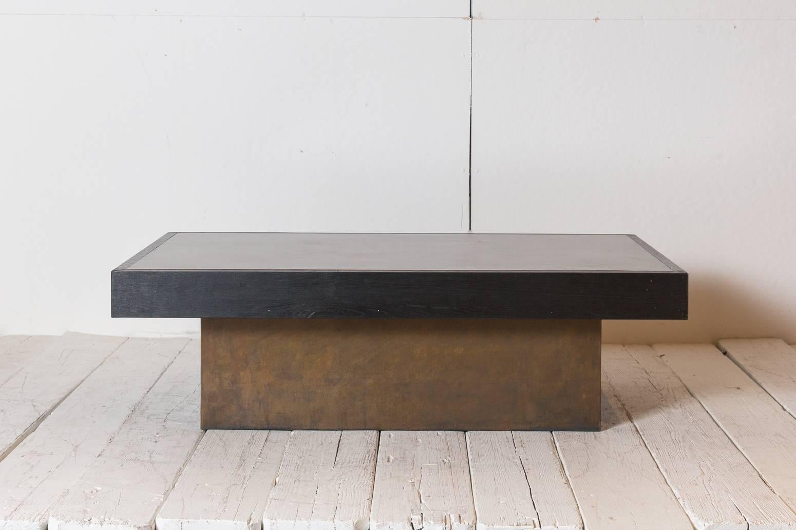 Black Rectangular Blocked Coffee Table with Copper Inlay 1
