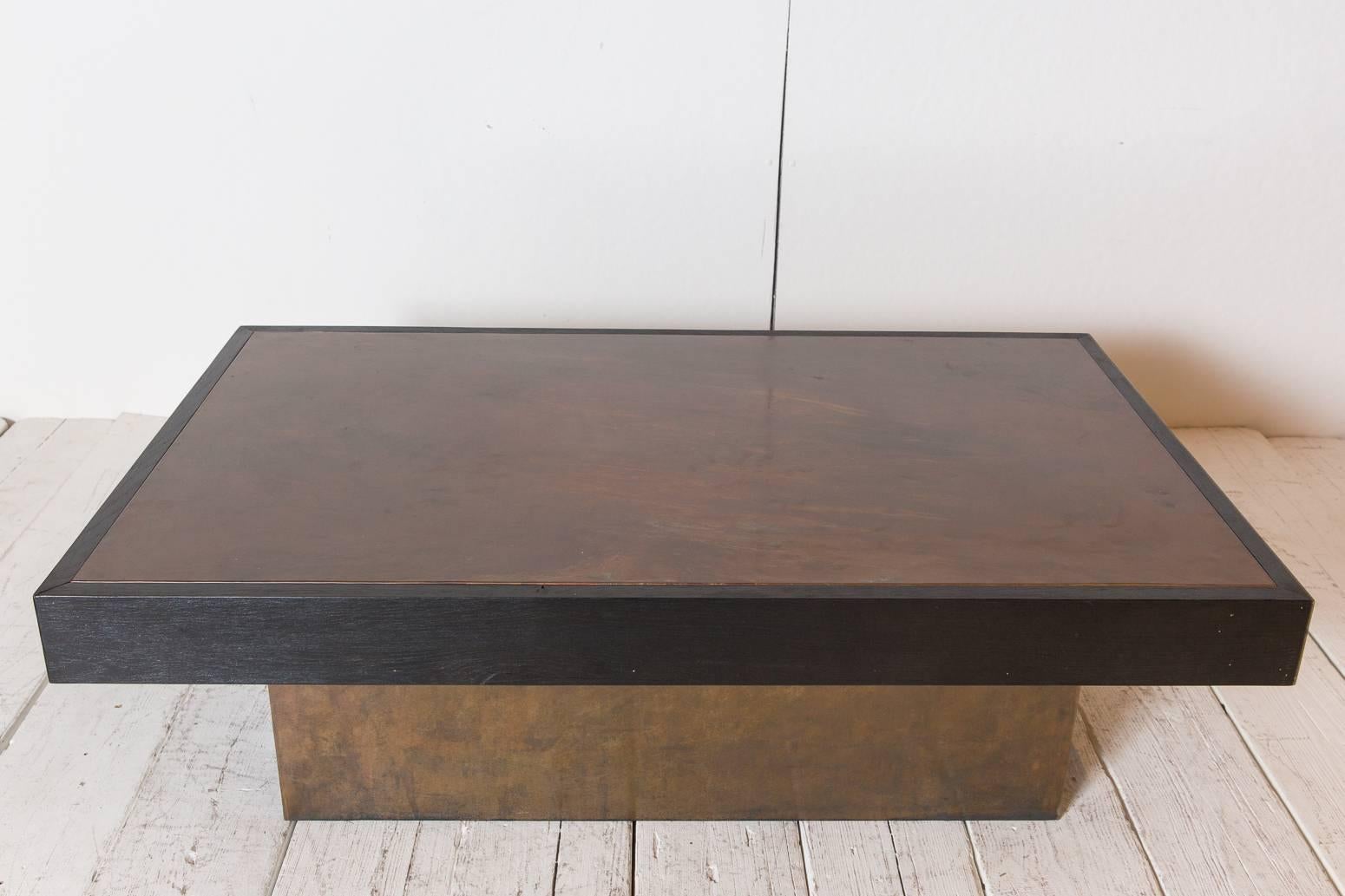 Black Rectangular Blocked Coffee Table with Copper Inlay 2