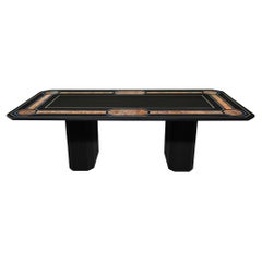 Dining Table black slate and scagliola inlay handamade in Italy by Cupioli