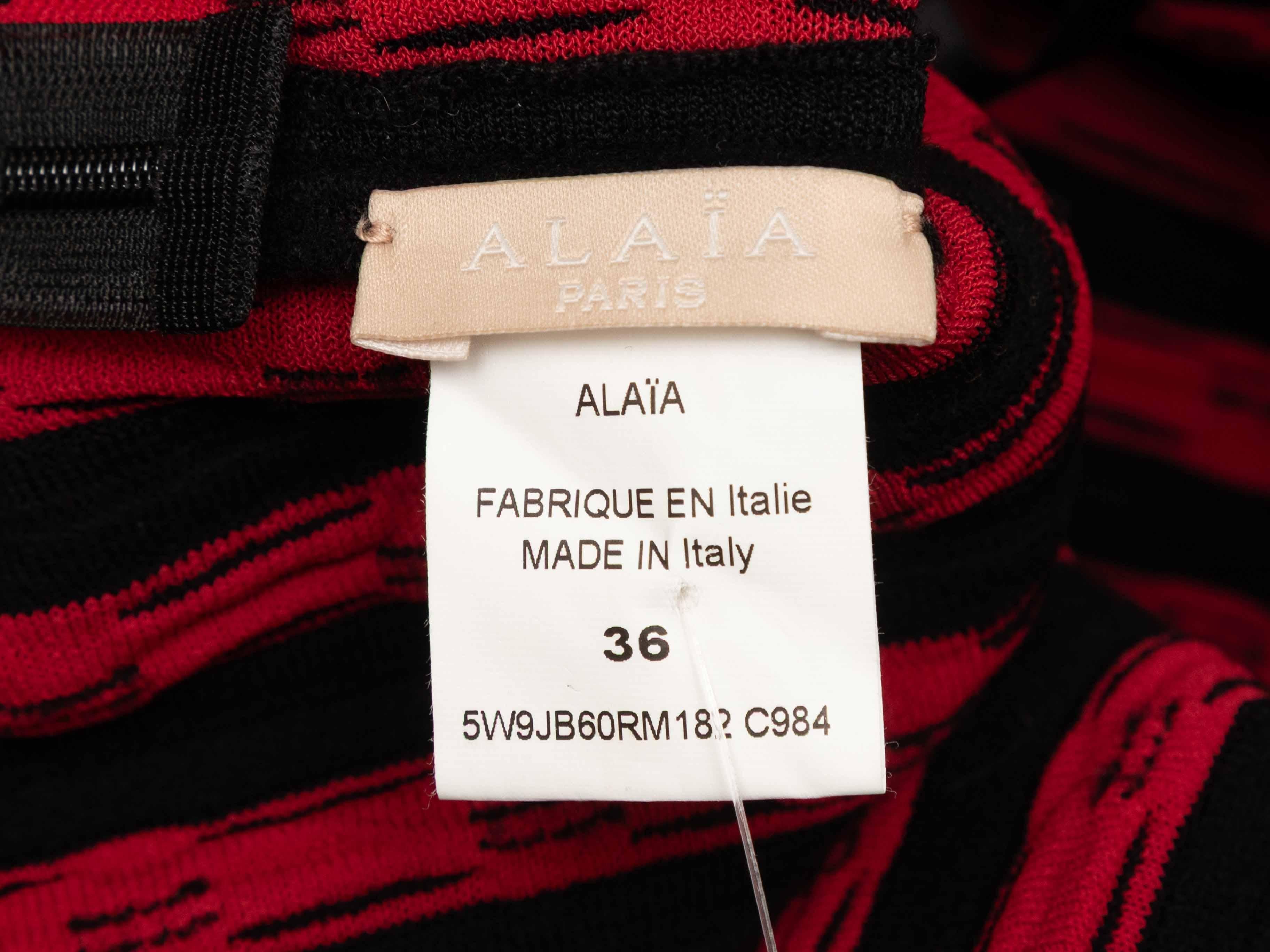 Alaia Black & Red Fringe-Trimmed Bodycon Skirt Size IT 36 Bon état - En vente à New York, NY