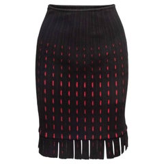 Schwarzer
roter Alaia Bodycon-Rock mit Fransenbesatz Größe IT 36