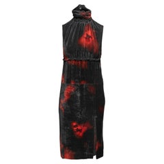 Schwarzes & rotes Altuzarra Indira Samt Tie-Dye Kleid
