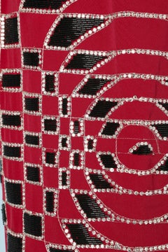 Black, red and silver  beaded skirt Gianni Versace Sera