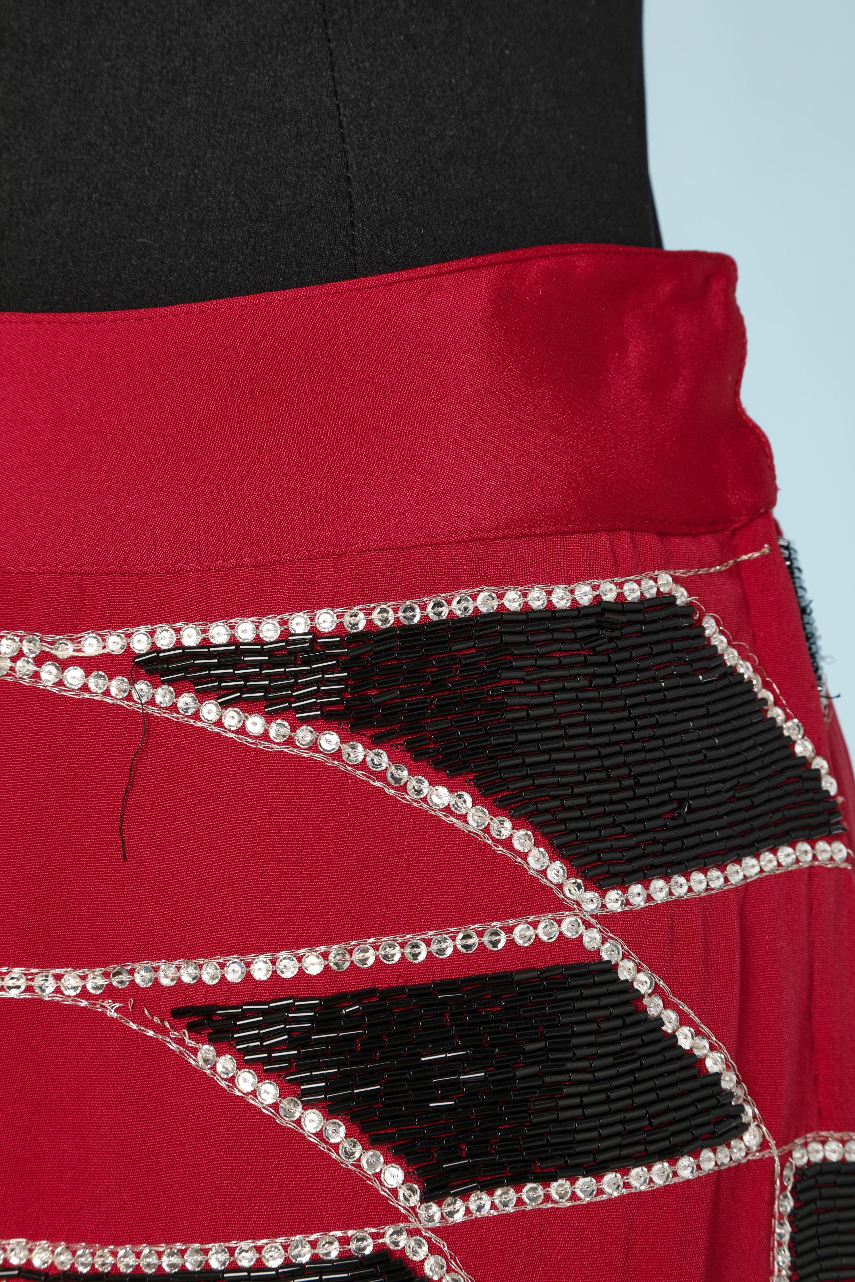 Red Black, red and silver  beaded skirt Gianni Versace Sera  For Sale