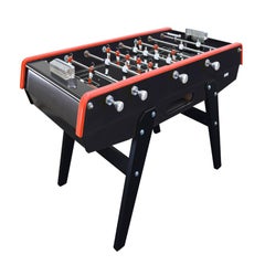 Black and Red Beechwood Foosball Table with Aluminium Handles, Made in France
