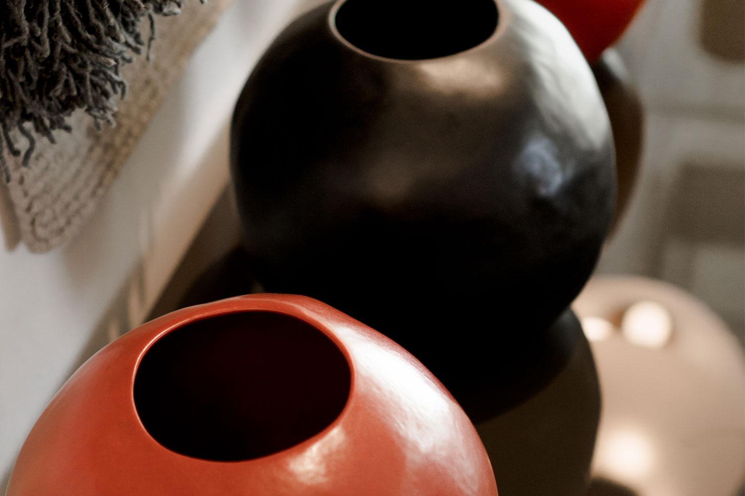 Primitive Black/Red Ceramic Handmade Vases/Vessels