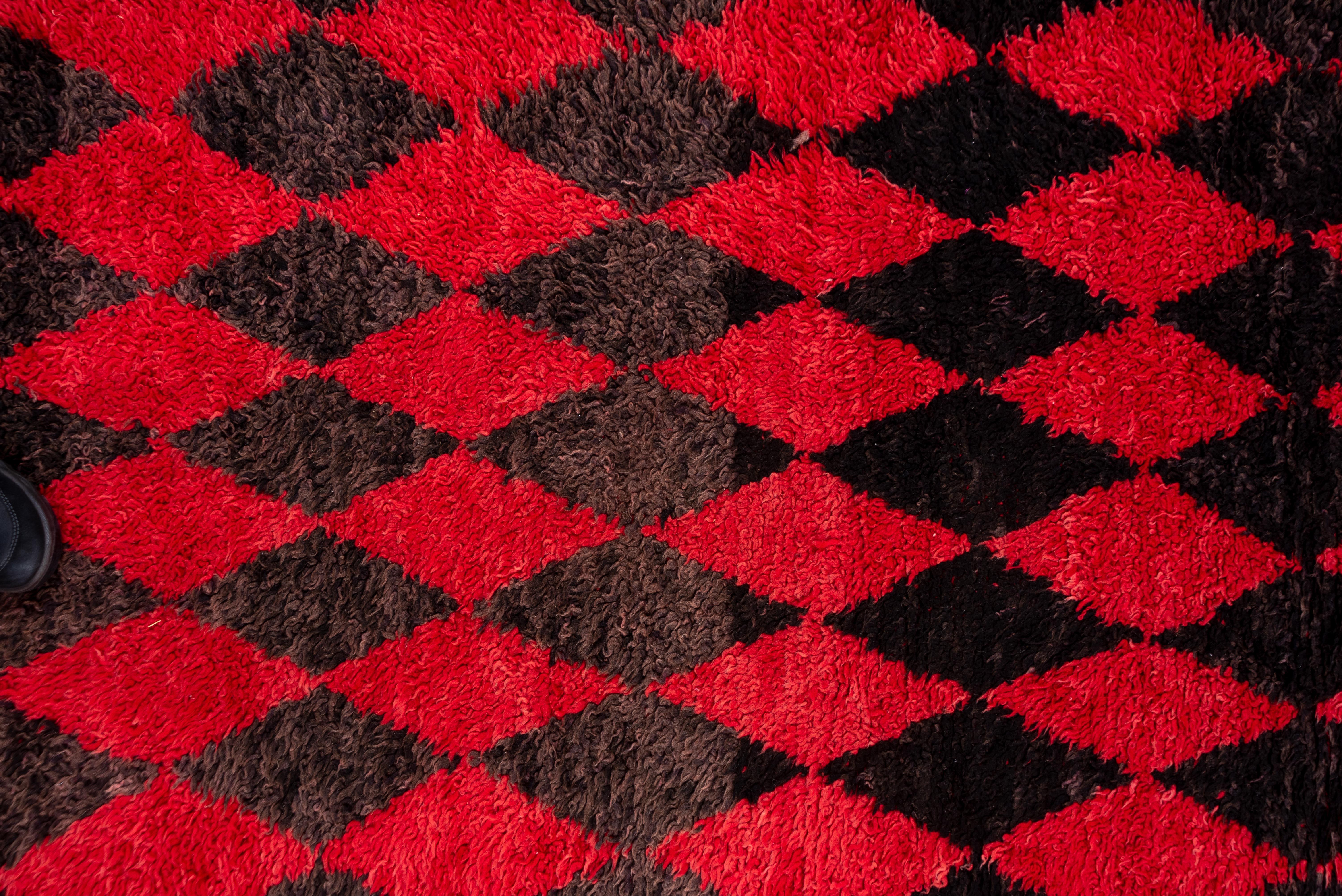Black Red Checkered Diamond Moroccan Long Run - Tribal For Sale 1