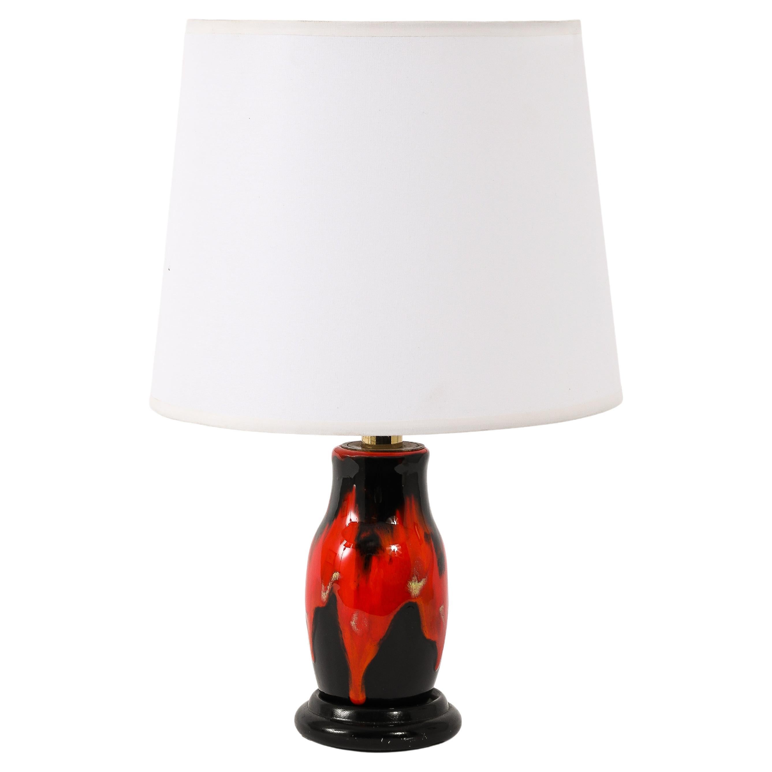 Lampada da tavolo Vallauris smaltata in nero e rosso, Francia, anni '60