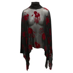 Top noir et rouge Jean Paul Gaultier Sheer Hand Print Taille US S/M