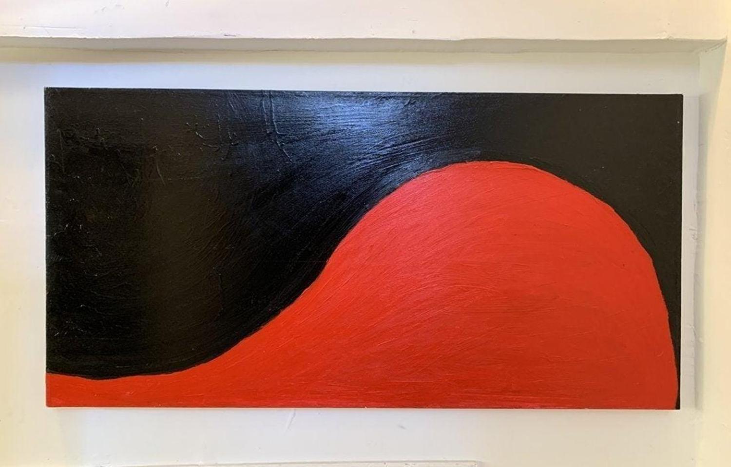 Beautiful oil on canvas art piece done is bright red and deep black colors, unsigned and unframed.

Measurements:
48 inches wide x 24 inches high x 1.5 inches deep.
 