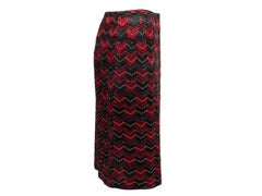 Black & Red Oscar de la Renta Beaded Silk Knee-Length Skirt Size US 12