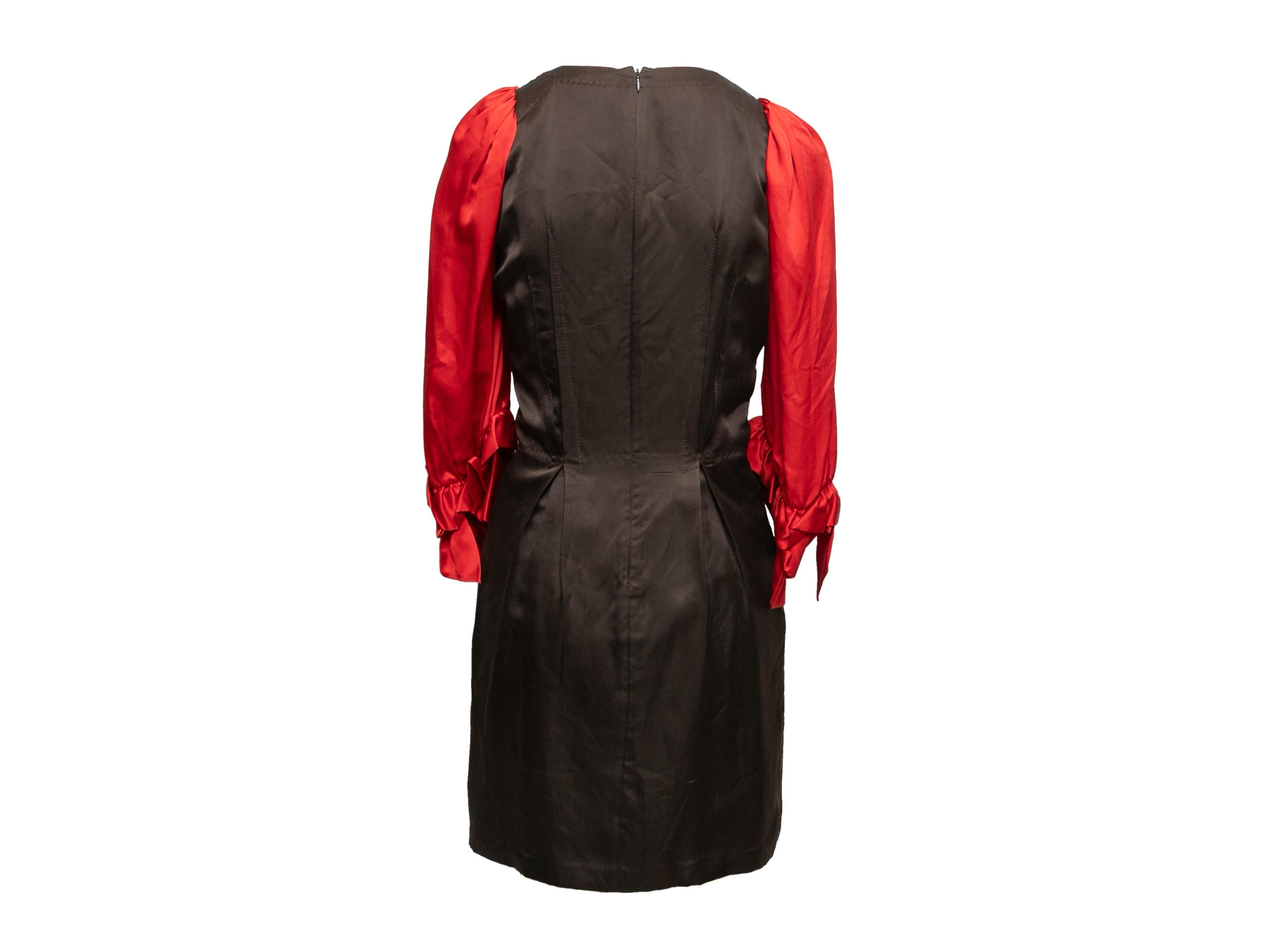 Black & Red Viktor & Rolf Silk Color Block Dress Size IT 40 In Good Condition For Sale In New York, NY