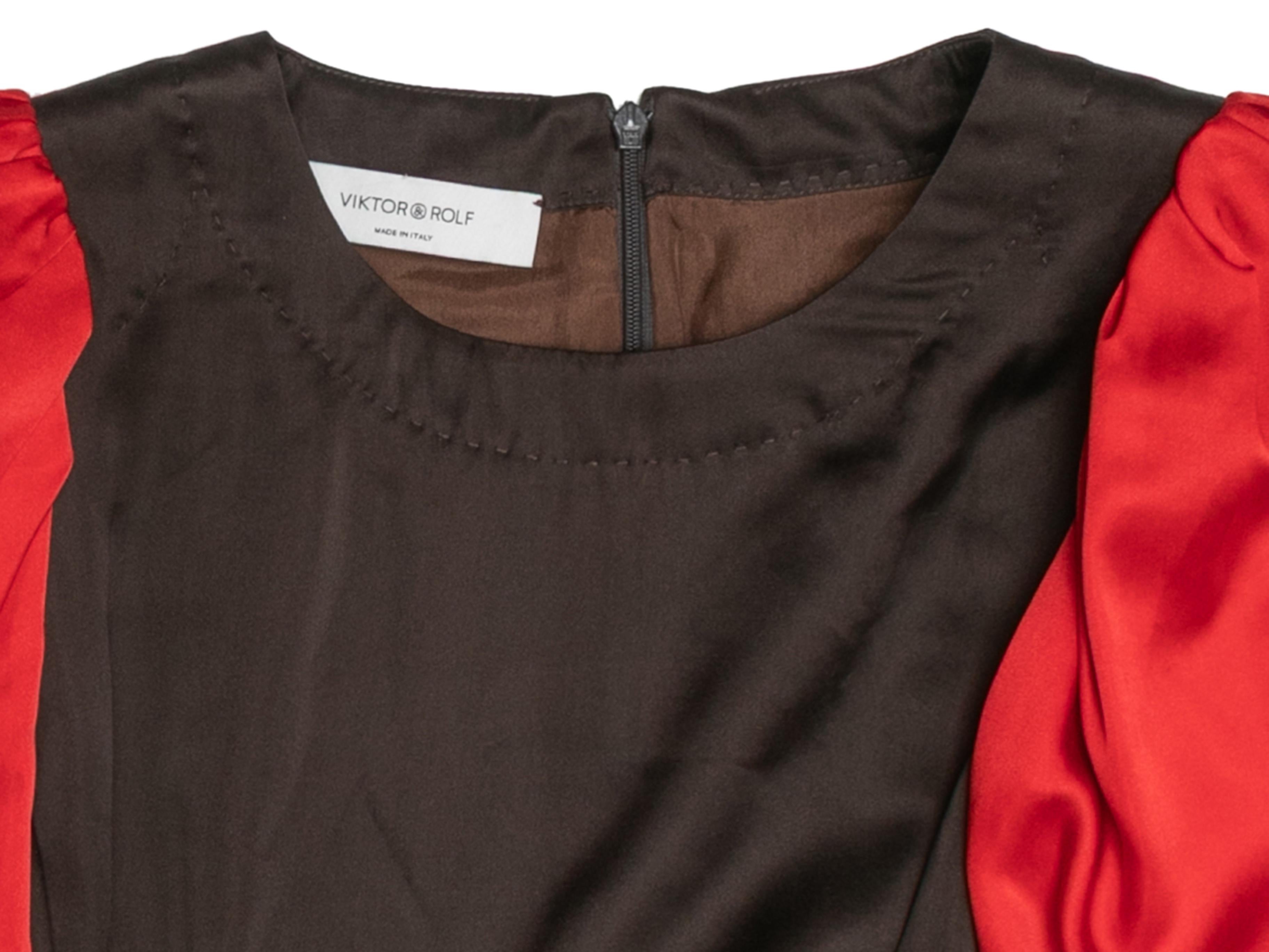 Women's Black & Red Viktor & Rolf Silk Color Block Dress Size IT 40 For Sale