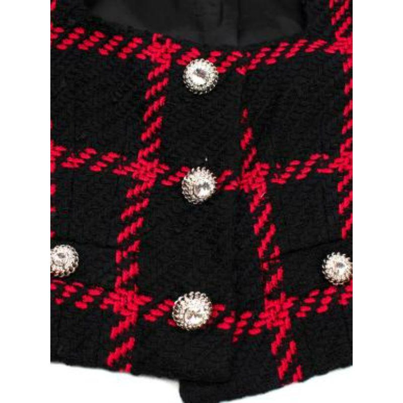 Women's Black & red windowpane check boucle jacket & skirt For Sale