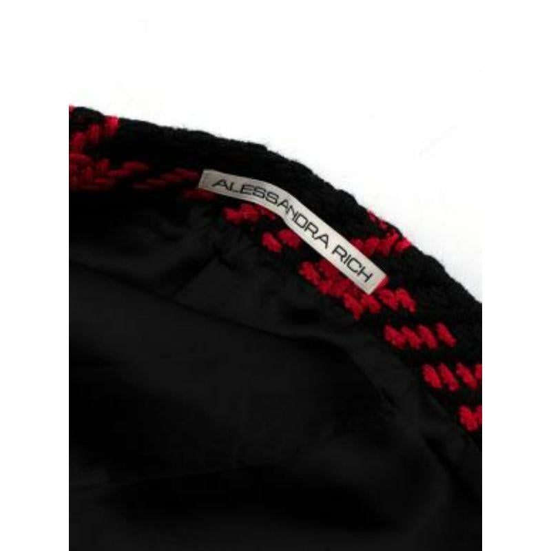 Black & red windowpane check boucle jacket & skirt For Sale 1