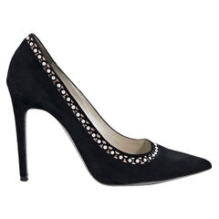 Black Rene Caovilla Embellished Suede Pumps