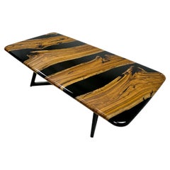 Black Walnut Epoxy Wood Table - Custom Resin River Table - Black Epoxy Table