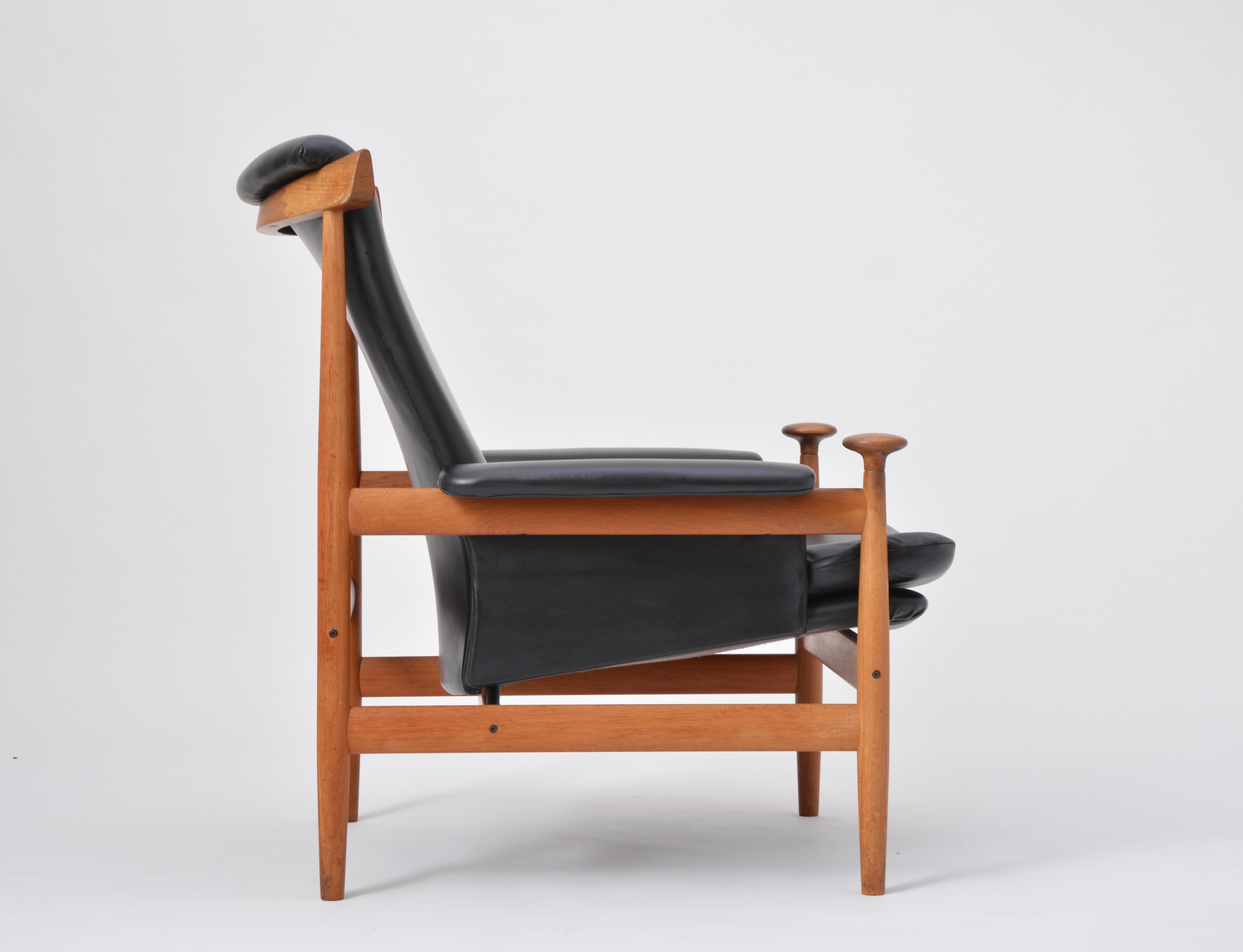 Leather Black Reupholstered Bwana Model 152 Lounge Chair by Finn Juhl for France & Son