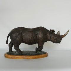 'Black Rhino' A late 20th Century Bronze Sculpture by Denis Mathews