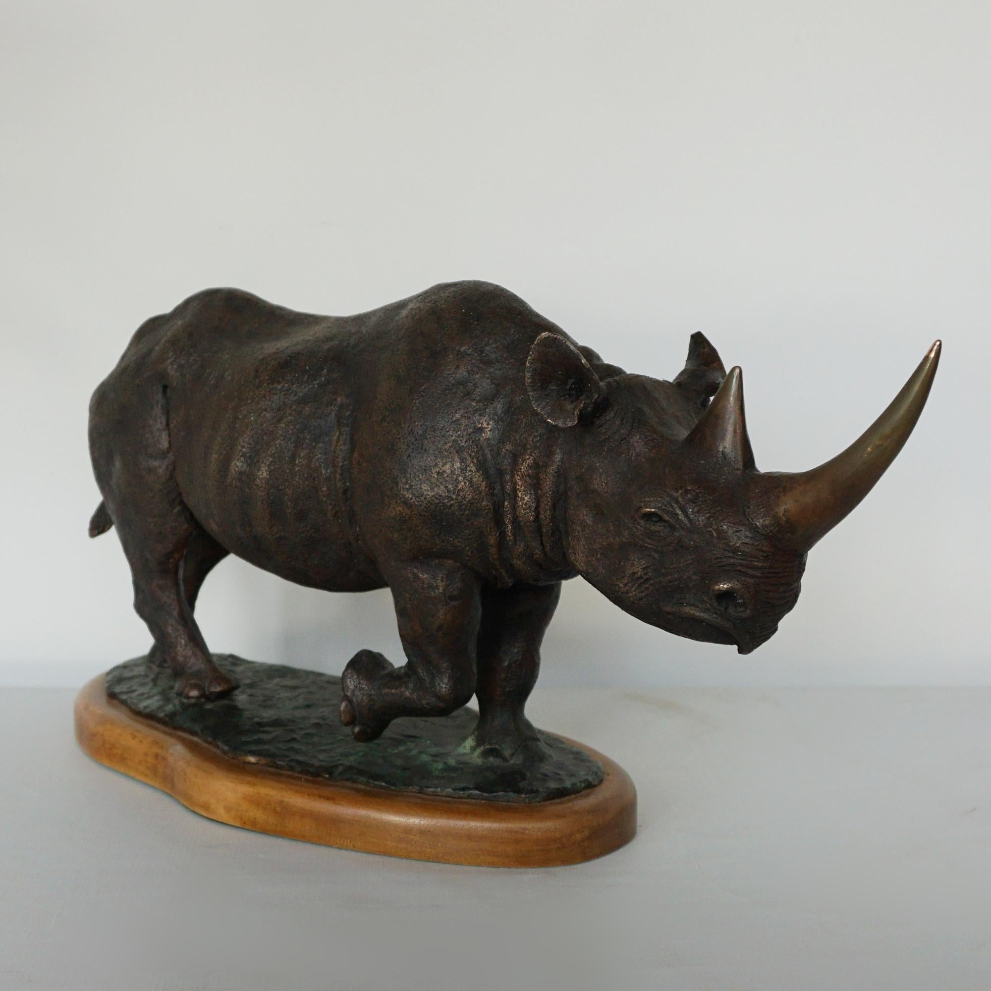 'Black Rhino' A late 20th Century Bronze Sculpture by Denis Mathews In Good Condition In Forest Row, East Sussex