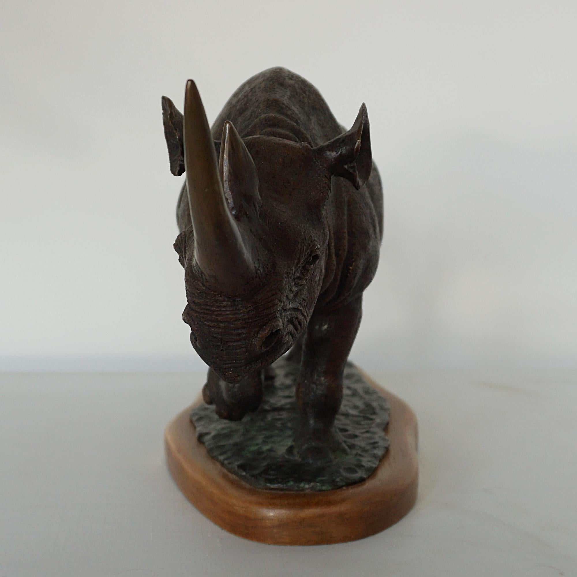 Contemporary 'Black Rhino' A late 20th Century Bronze Sculpture by Denis Mathews
