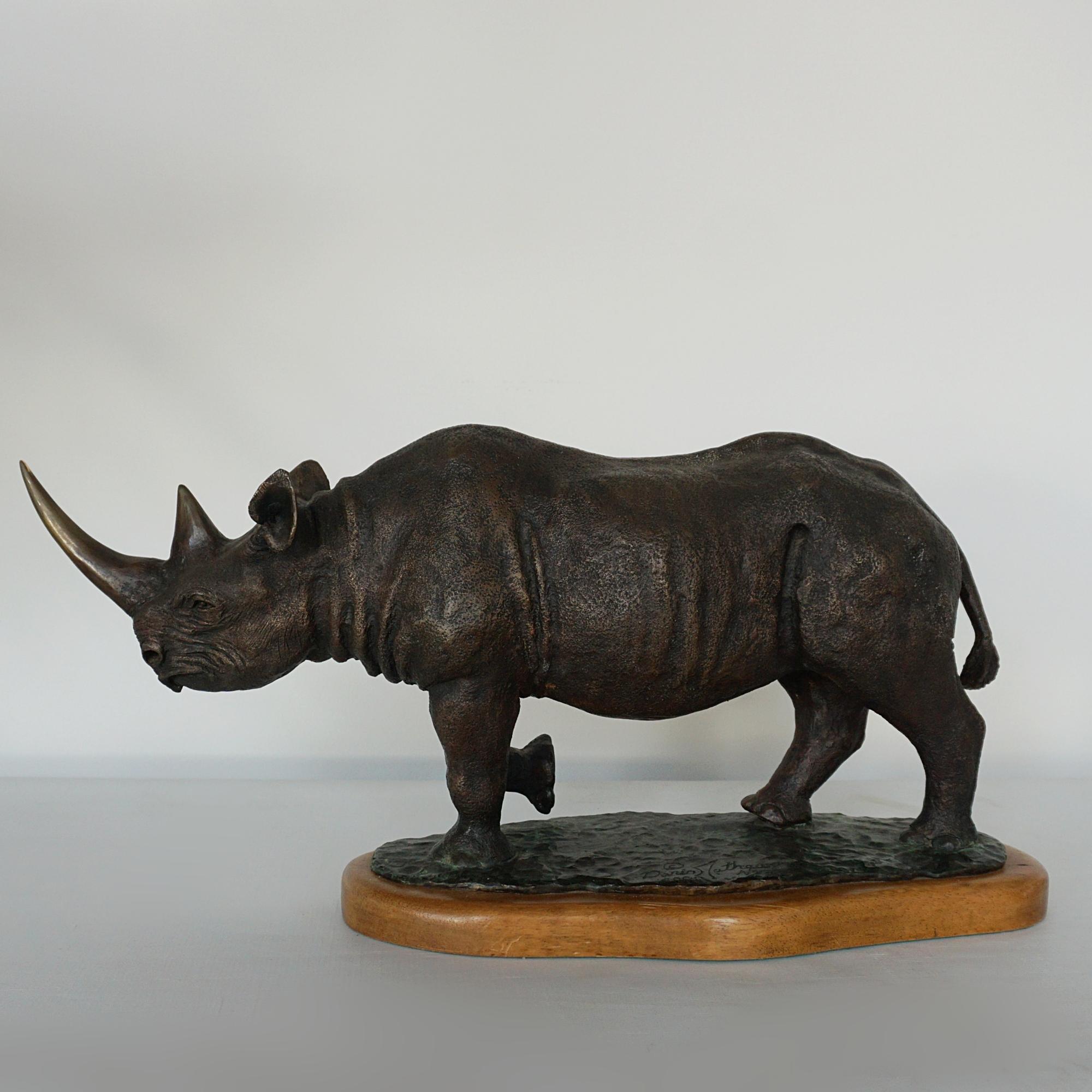 'Black Rhino' A late 20th Century Bronze Sculpture by Denis Mathews 2