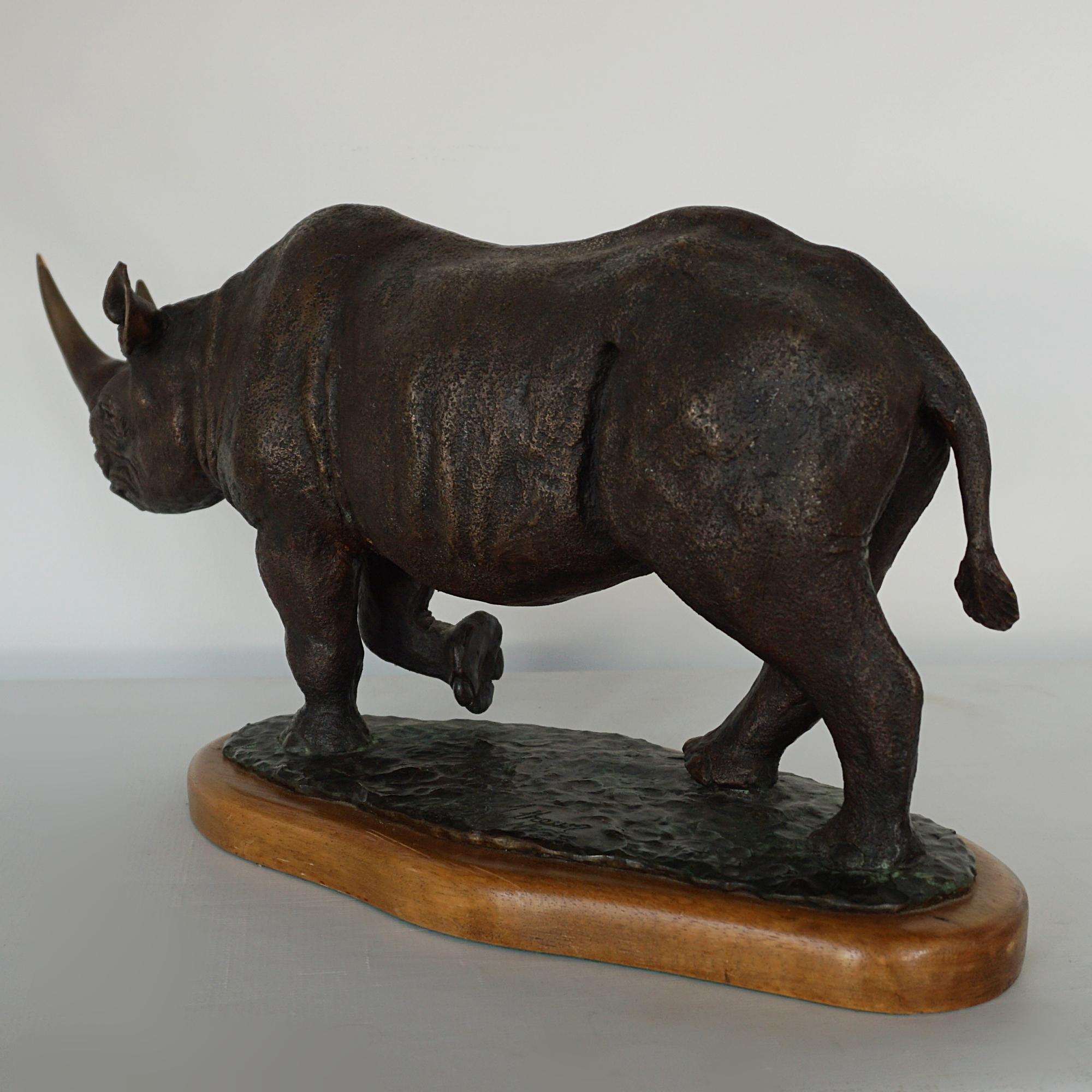 'Black Rhino' A late 20th Century Bronze Sculpture by Denis Mathews 3
