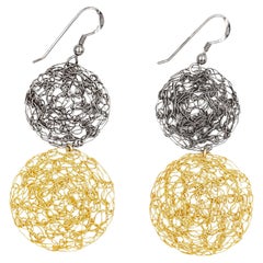 Black Rhodium and Gold Disc Earrings