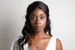 Black Rhodium and Gold Hand Knitted Disc Necklace