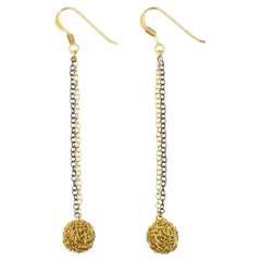 Black Rhodium and Gold Sphere Earrings