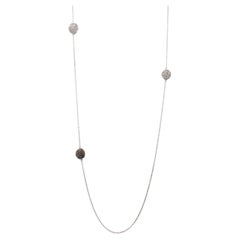 Black Rhodium and Platinum Hand Knitted Sphere Long Necklace