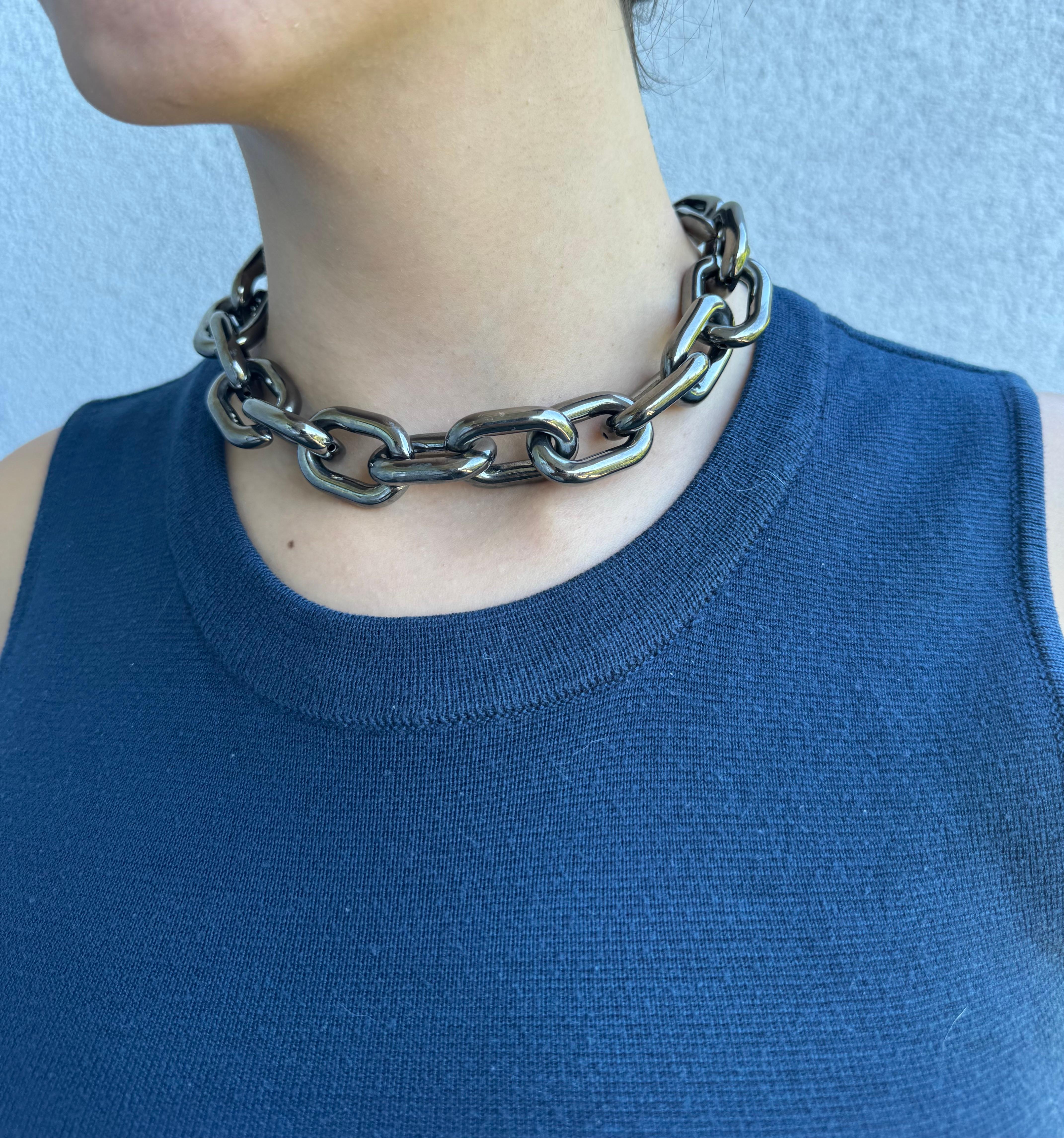 Collana cubana in rodio nero in vendita 1