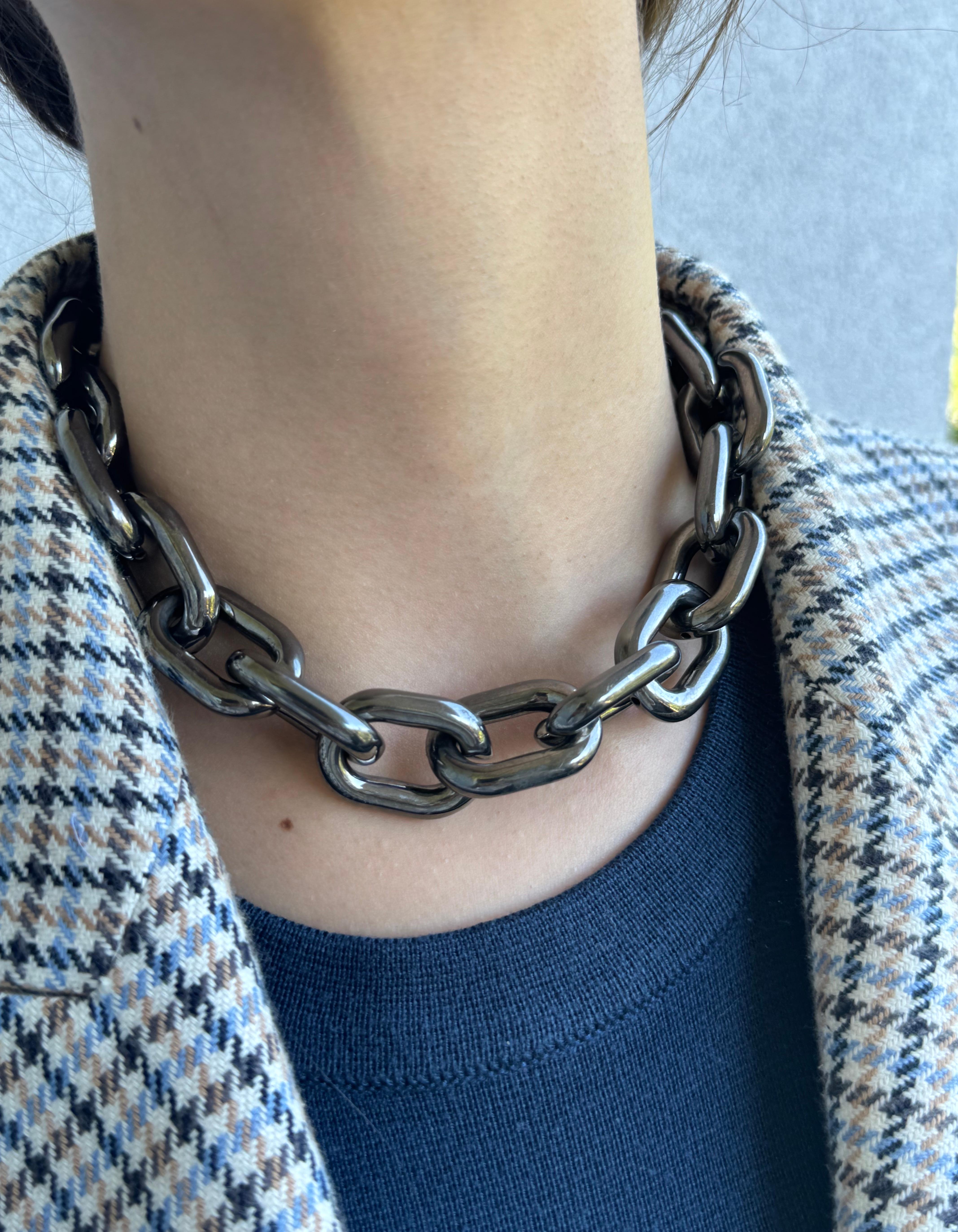 Collana cubana in rodio nero in vendita 2