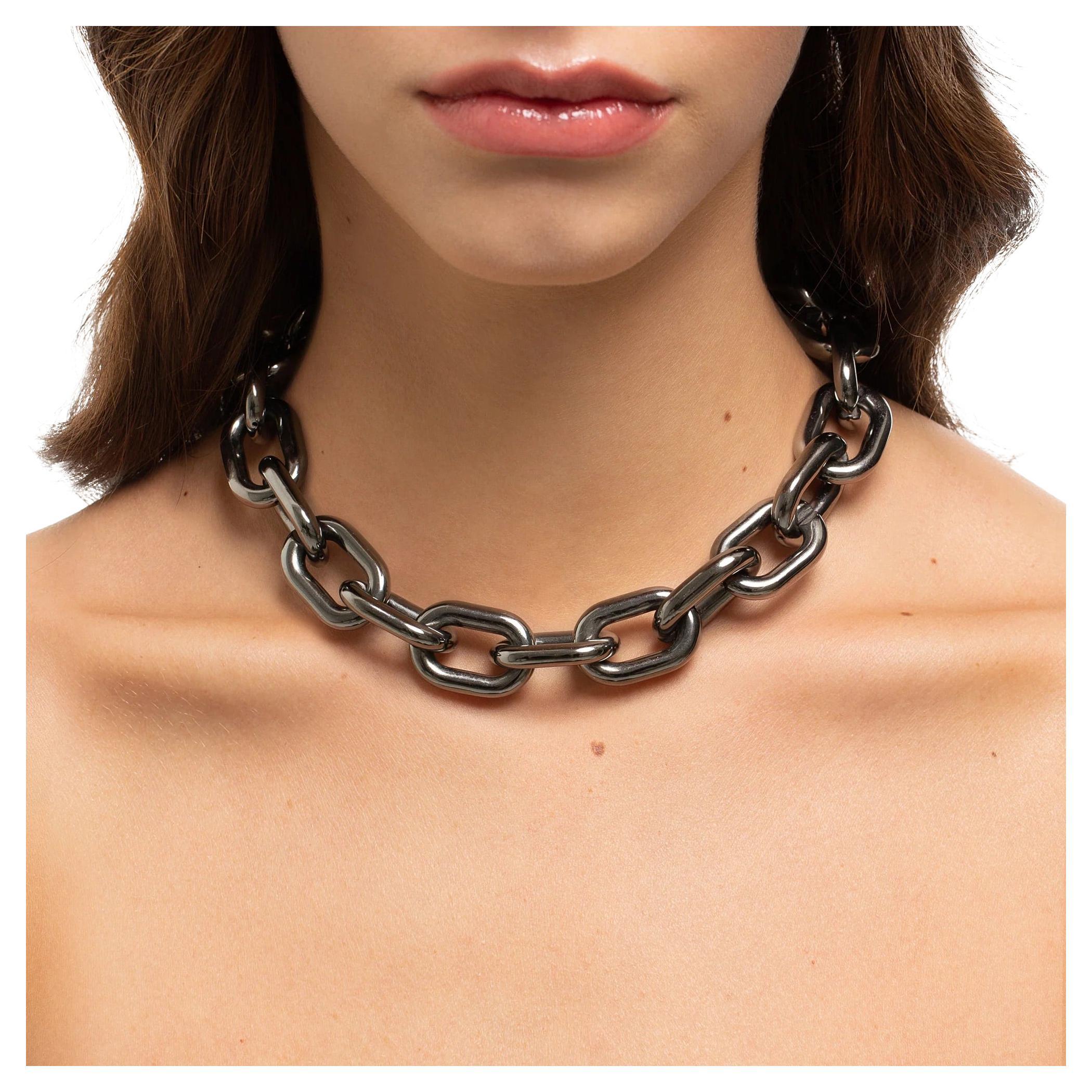 Collana cubana in rodio nero in vendita