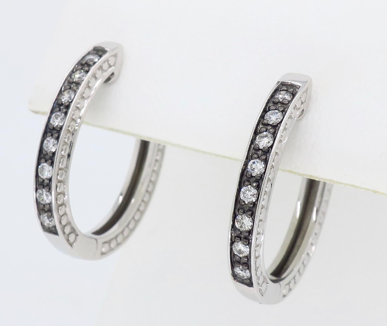 Black Rhodium Diamond Hoop Earrings 1