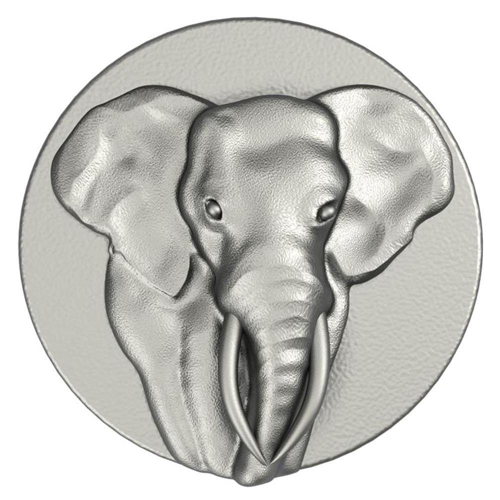 Black Rhodium Elephant 2 Tusks Signet Ring
