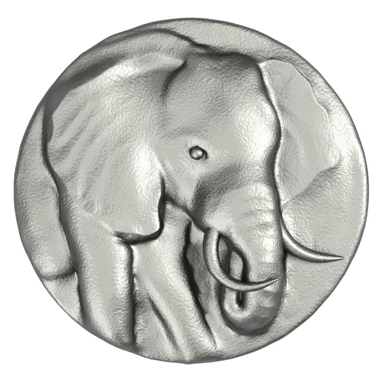 Bague sigillaire en rhodium noir avec éléphant à 2 têtes de cygne