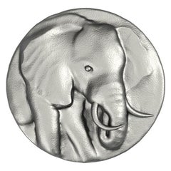Black Rhodium Elephant with 2 Tusks Signet Ring