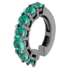 Black Rhodium & Emerald Ear Cuff Clip On Earrings