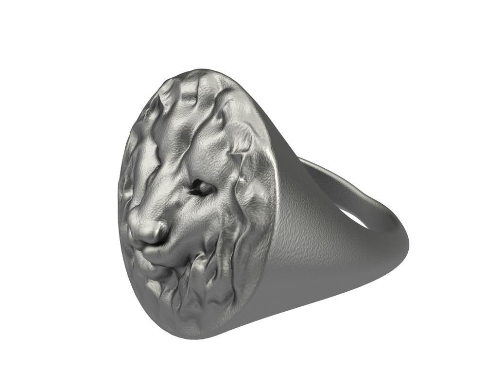 For Sale:  Black Rhodium Lion Signet Ring 2