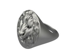 Black Rhodium Lion Signet Ring
