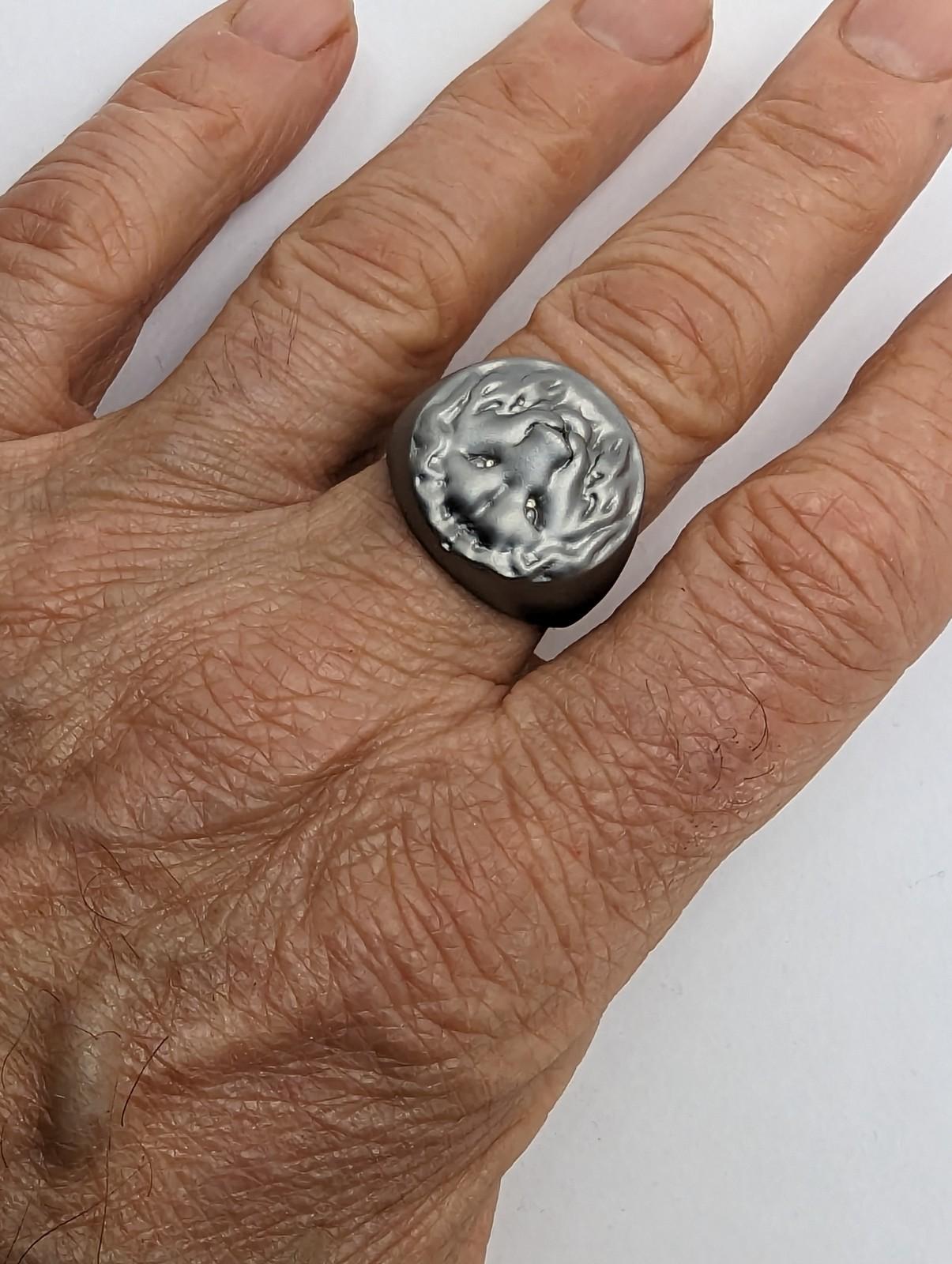For Sale:  Black Rhodium Lion Signet Ring 3