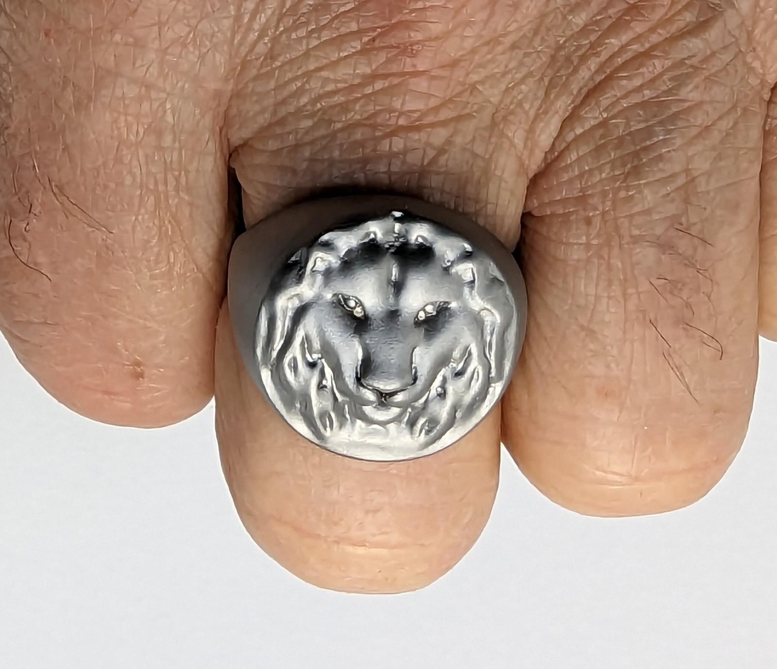 For Sale:  Black Rhodium Lion Signet Ring 6