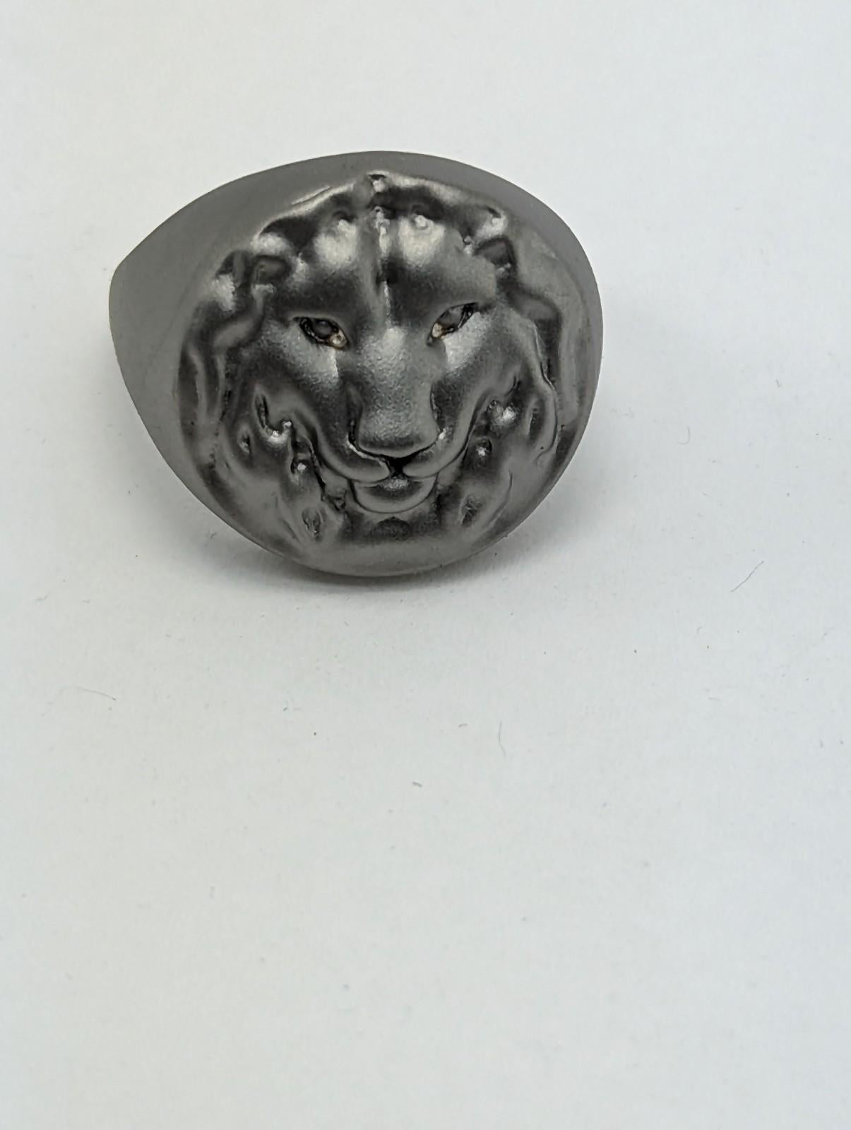 For Sale:  Black Rhodium Lion Signet Ring 7