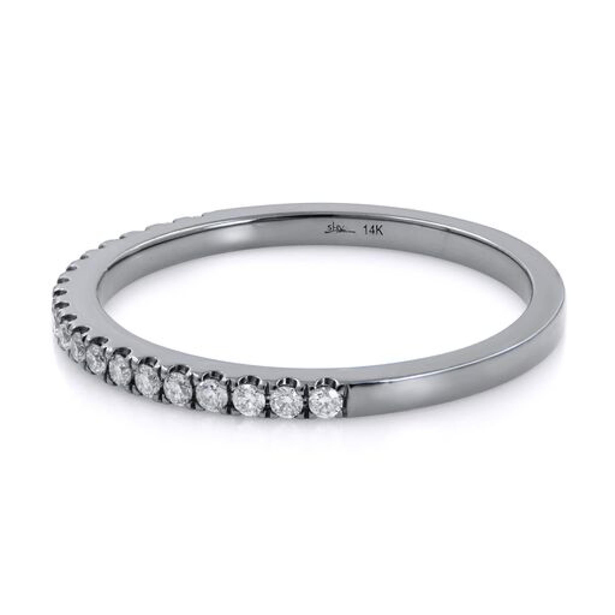 A trendy piece of jewelry with real gold and diamonds. This antique style micro pave band is crafted in 14k solid white gold and black rhodium plated. Set with micro pave diamonds totaling 0.18cttw. These diamonds are 100% natural and genuine G-H