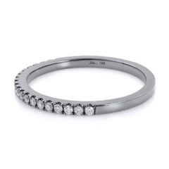 Black Rhodium Plated Diamond Ladies Band Ring 14K White Gold 0.18cttw