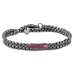 Bracciale Catena in argento placcato rodio nero con rubini, taglia S